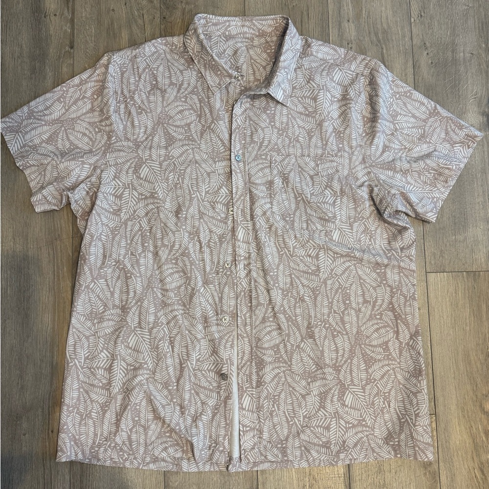 Men's Vuori Leaf Print Short Sleeve Shirt - Brown